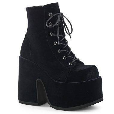 DemoniaCult CAMEL-203 CAM203/BVEL Stivali Donna  Tacco 12 Plateau 7.6 Nero CAM203/BVEL