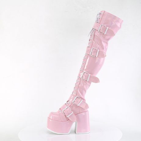DemoniaCult CAMEL-305 CAM305/BPHG Stivaletti Stringati Donna  Tacco 12 Plateau 7.5 Rosa CAM305/BPHG
