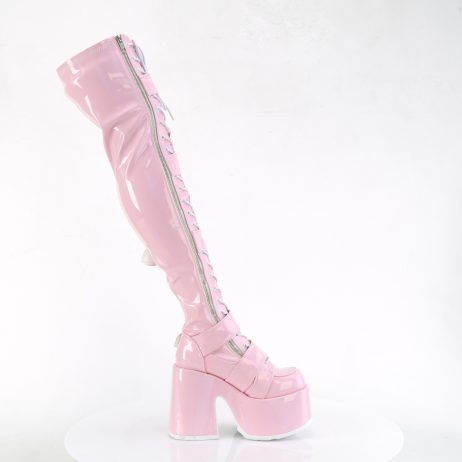 DemoniaCult CAMEL-305 CAM305/BPHG Stivaletti Stringati Donna  Tacco 12 Plateau 7.5 Rosa CAM305/BPHG