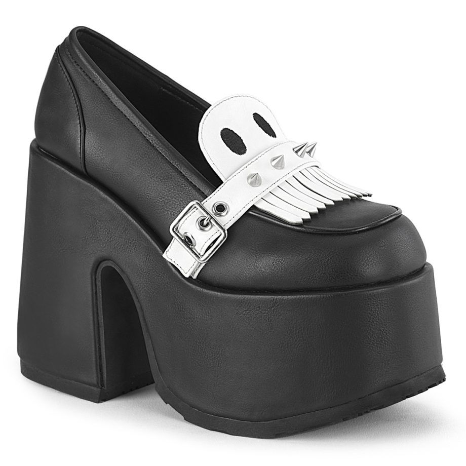 DemoniaCult CAMEL-58 CAM58/BVL Scarpe Donna  Tacco 12 Plateau 7.6 Nero CAM58/BVL