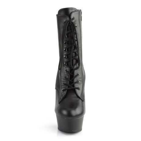 Pleaser DELIGHT-1020 DEL1020/B/LE Tronchetti  Tacco Altissimo 15 Plateau 4.5 Pelle Nero DEL1020/B/LE
