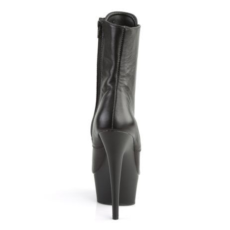 Pleaser DELIGHT-1020 DEL1020/B/LE Tronchetti  Tacco Altissimo 15 Plateau 4.5 Pelle Nero DEL1020/B/LE