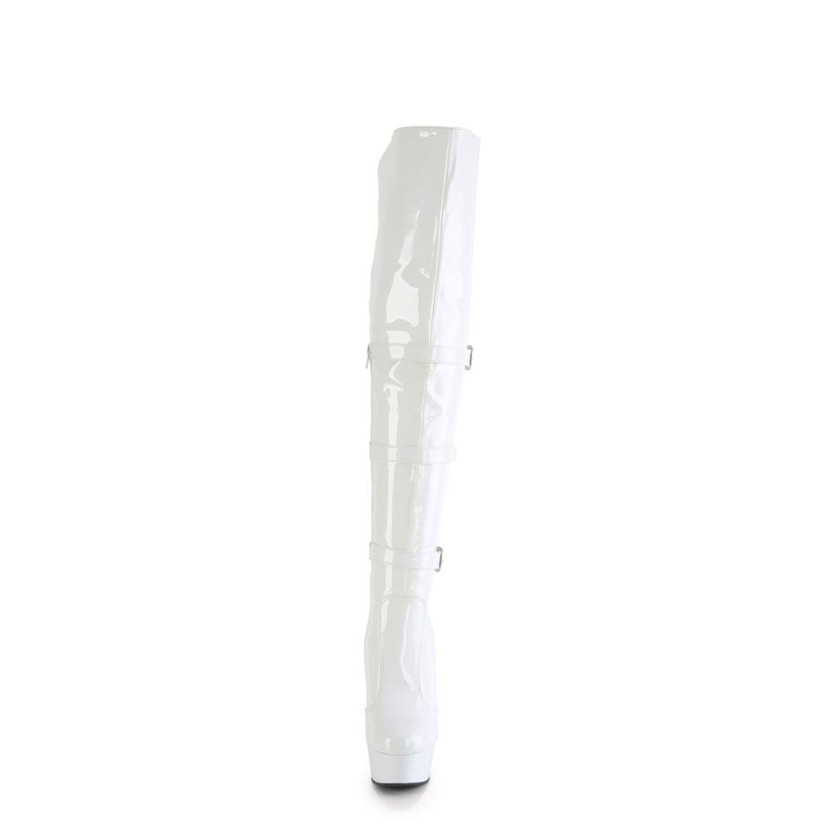 Pleaser DELIGHT-3018 DEL3018/W/M Stivali Donna  Tacco Altissimo 15 Plateau 4.5 Bianco DEL3018/W/M