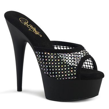 Pleaser DELIGHT-601-6RM DEL601-6RM/BFS-RS/M Sabot Donna  Tacco Altissimo 15 Plateau 4.5 Nero DEL601-6RM/BFS-RS/M