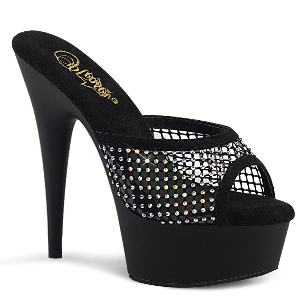 Pleaser DELIGHT-601-6RM DEL601-6RM/BFS-RS/M Sabot Donna  Tacco Altissimo 15 Plateau 4.5 Nero DEL601-6RM/BFS-RS/M