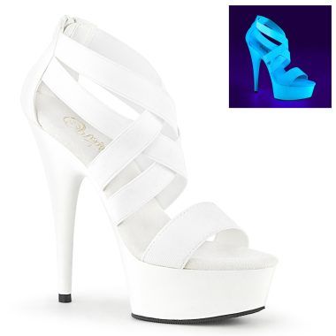 Pleaser DELIGHT-669 DEL669/WELS-PU/M Sandali Donna  Tacco Altissimo 15 Plateau 4.5 Bianco DEL669/WELS-PU/M