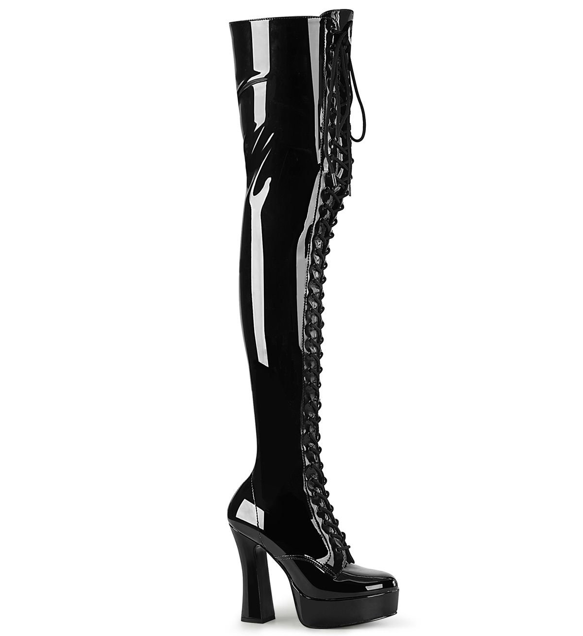 Pleaser ELECTRA-3023 ELE3023/B Stivali Sopra il Ginocchio  Tacco 12 Plateau 3.8  Nero ELE3023/B