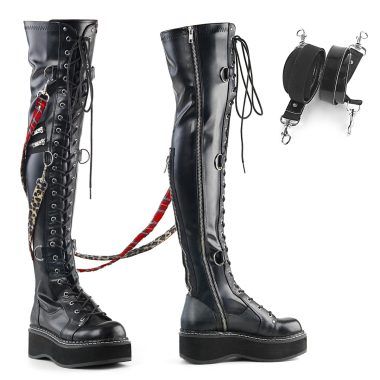 DemoniaCult EMILY-377 EMI377/BVL Stivaletti Stringati Donna   Plateau 5.1 Nero EMI377/BVL