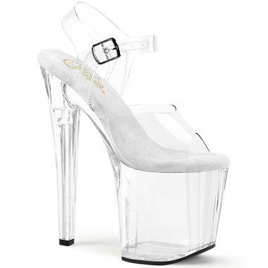 Pleaser ENCHANT-708 ENC708/C/M Sandali con Cinturino  Tacco Altissimo 19 Plateau 9.5 Trasparente ENC708/C/M