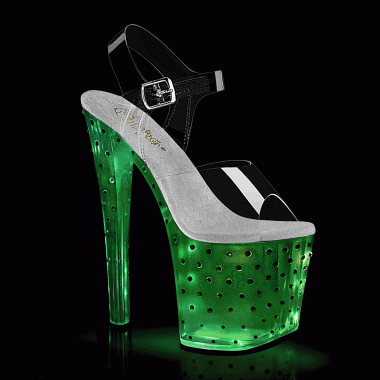 Pleaser ENCHANT-708T-LT ENC708T-LT/C/C-S Sandali con Cinturino  Tacco Altissimo 19 Plateau 9.5 Argento ENC708T-LT/C/C-S