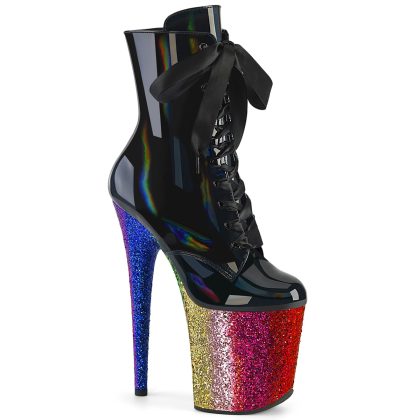 Pleaser Aspire 1020 Black Women s Lace Up Ankle Boots Very High Heel 15 Plateau 5.7