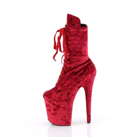 Pleaser FLAMINGO-1045VEL FLAM1045VEL/R/M Tronchetti  Tacco Altissimo 20 Plateau 10.0 Rosso FLAM1045VEL/R/M