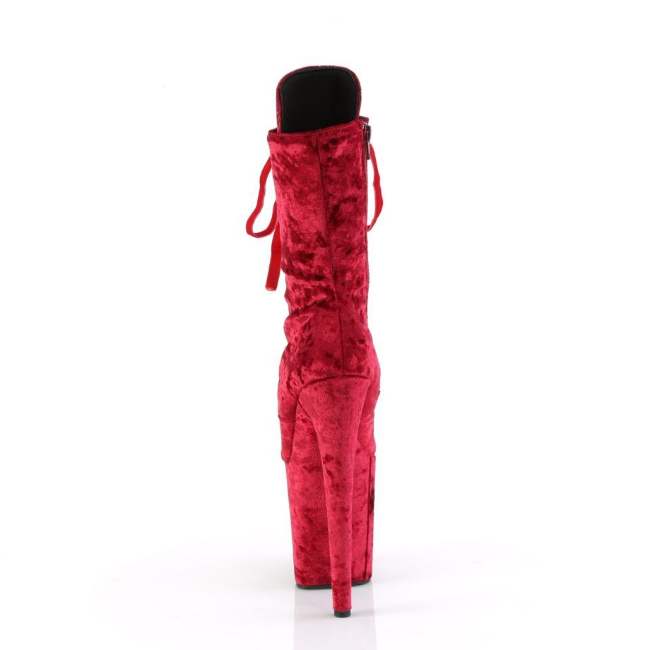 Pleaser FLAMINGO-1045VEL FLAM1045VEL/R/M Tronchetti  Tacco Altissimo 20 Plateau 10.0 Rosso FLAM1045VEL/R/M