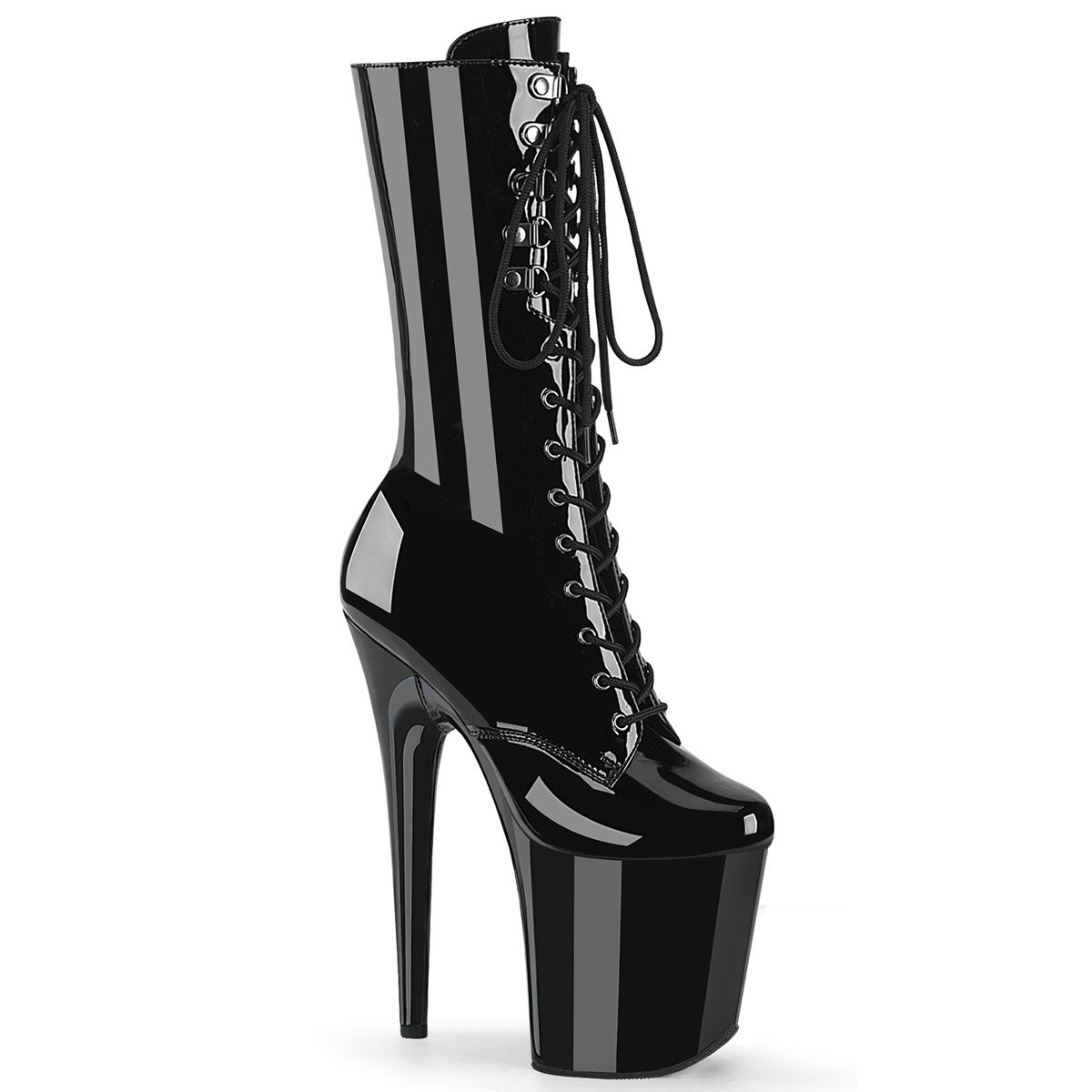 Pleaser FLAMINGO-1054 FLAM1054/B/M Stivaletti al Polpaccio  Tacco Altissimo 20 Plateau 10.0 Nero FLAM1054/B/M