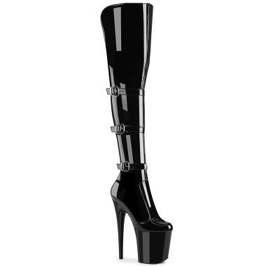Pleaser FLAMINGO-3018 FLAM3018/B/M Stivali Donna  Tacco Altissimo 20 Plateau 10.0  Nero FLAM3018/B/M