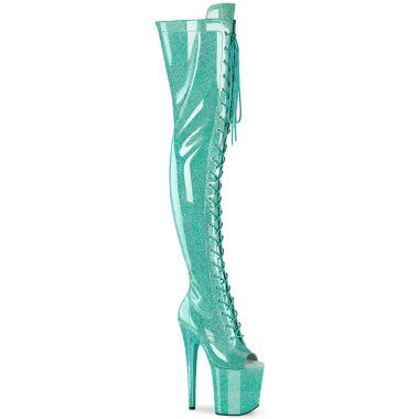 Pleaser FLAMINGO-3021GP FLAM3021GP/AQG/M Stivali Sopra il Ginocchio  Tacco Altissimo 20 Plateau 10.0  FLAM3021GP/AQG/M