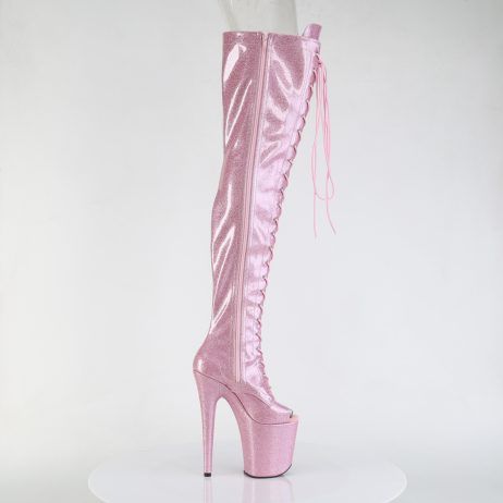 Pleaser FLAMINGO-3021GP FLAM3021GP/BPG/M Stivali Sopra il Ginocchio  Tacco Altissimo 20 Plateau 10.0 Rosa Glitter FLAM3021GP/BPG/M