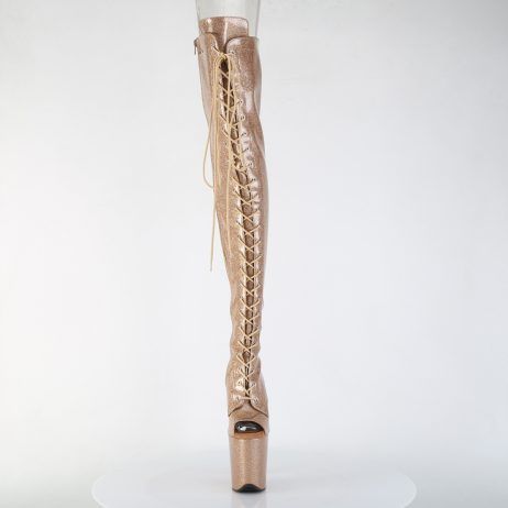 Pleaser FLAMINGO-3021GP FLAM3021GP/GG/M Stivali Sopra il Ginocchio  Tacco Altissimo 20 Plateau 10.0 Oro FLAM3021GP/GG/M
