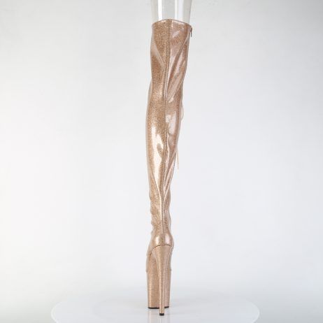 Pleaser FLAMINGO-3021GP FLAM3021GP/GG/M Stivali Sopra il Ginocchio  Tacco Altissimo 20 Plateau 10.0 Oro FLAM3021GP/GG/M