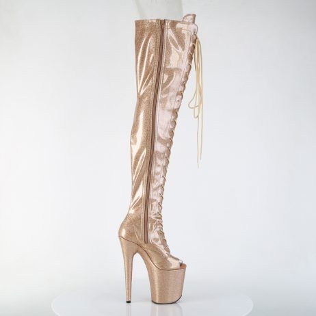 Pleaser FLAMINGO-3021GP FLAM3021GP/GG/M Stivali Sopra il Ginocchio  Tacco Altissimo 20 Plateau 10.0 Oro FLAM3021GP/GG/M