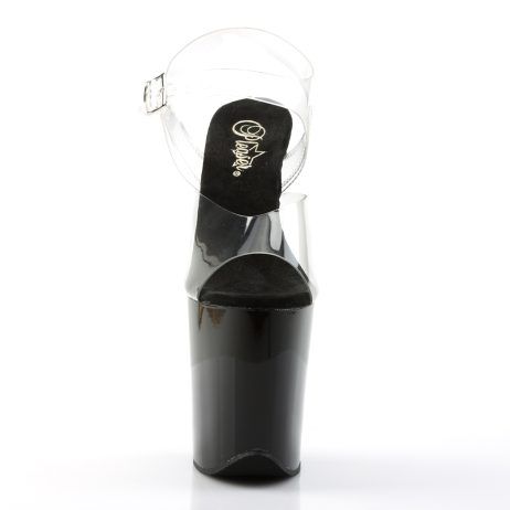Pleaser FLAMINGO-808 FLAM808/C/B Sandali con Cinturino  Tacco Altissimo 20 Plateau 10.2 Nero FLAM808/C/B