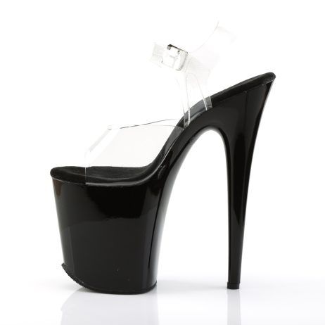 Pleaser FLAMINGO-808 FLAM808/C/B Sandali con Cinturino  Tacco Altissimo 20 Plateau 10.2 Nero FLAM808/C/B