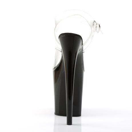 Pleaser FLAMINGO-808 FLAM808/C/B Sandali con Cinturino  Tacco Altissimo 20 Plateau 10.2 Nero FLAM808/C/B
