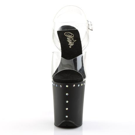 Pleaser FLAMINGO-808ABLS FLAM808ABLS/C/B Sandali con Cinturino  Tacco Altissimo 20 Plateau 10.2 Nero FLAM808ABLS/C/B
