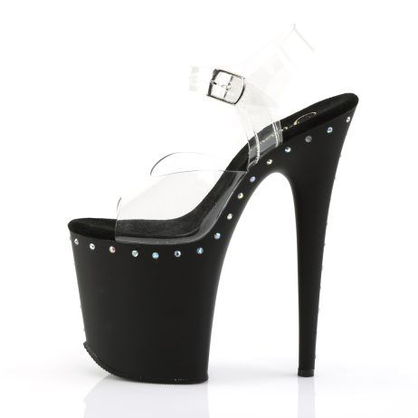 Pleaser FLAMINGO-808ABLS FLAM808ABLS/C/B Sandali con Cinturino  Tacco Altissimo 20 Plateau 10.2 Nero FLAM808ABLS/C/B