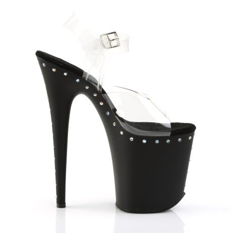 Pleaser FLAMINGO-808ABLS FLAM808ABLS/C/B Sandali con Cinturino  Tacco Altissimo 20 Plateau 10.2 Nero FLAM808ABLS/C/B