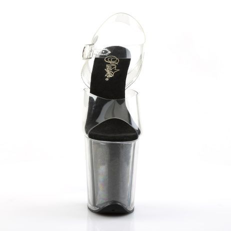 Pleaser FLAMINGO-808G FLAM808G/C/B Sandali con Cinturino  Tacco Altissimo 20 Plateau 10.2 Nero FLAM808G/C/B