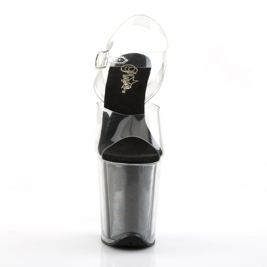 Pleaser FLAMINGO-808G FLAM808G/C/B Sandali con Cinturino  Tacco Altissimo 20 Plateau 10.2 Nero FLAM808G/C/B