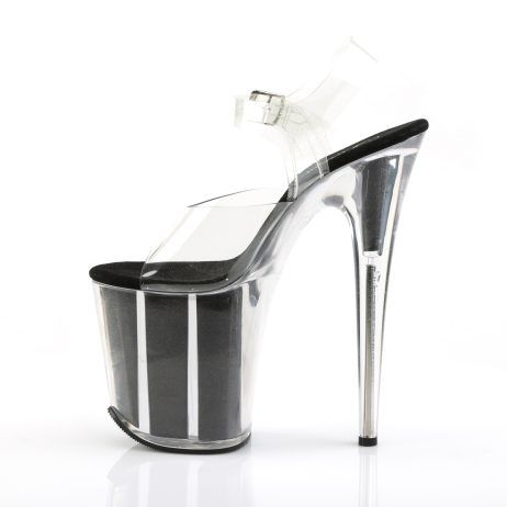 Pleaser FLAMINGO-808G FLAM808G/C/B Sandali con Cinturino  Tacco Altissimo 20 Plateau 10.2 Nero FLAM808G/C/B