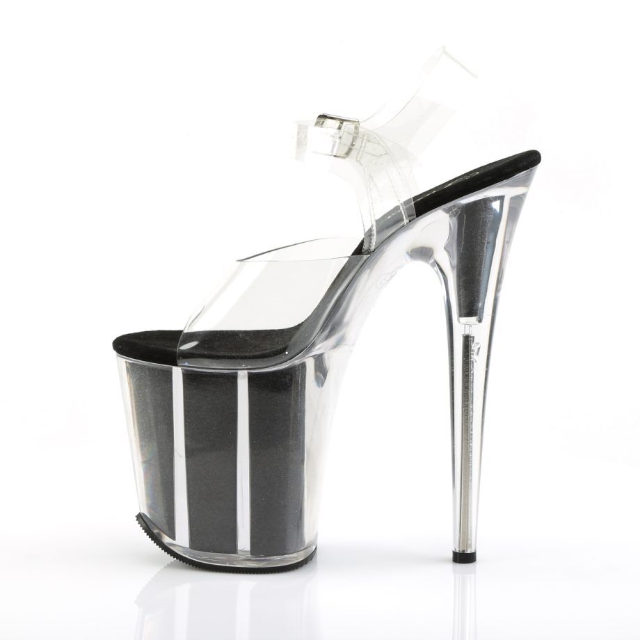 Pleaser FLAMINGO-808G FLAM808G/C/B Sandali con Cinturino  Tacco Altissimo 20 Plateau 10.2 Nero FLAM808G/C/B