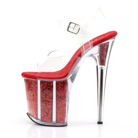 Pleaser FLAMINGO-808G FLAM808G/C/R Sandali con Cinturino  Tacco Altissimo 20 Plateau 10.2 Trasparente FLAM808G/C/R