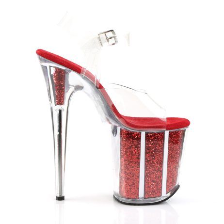 Pleaser FLAMINGO-808G FLAM808G/C/R Sandali con Cinturino  Tacco Altissimo 20 Plateau 10.2 Trasparente FLAM808G/C/R