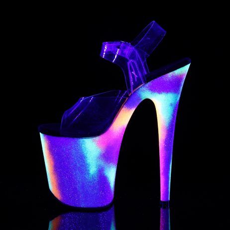 Pleaser FLAMINGO-808GXY FLAM808GXY/C/NGXYG Sandali con Cinturino  Tacco Altissimo 20 Plateau 10.2 Trasparente FLAM808GXY/C/NGXYG