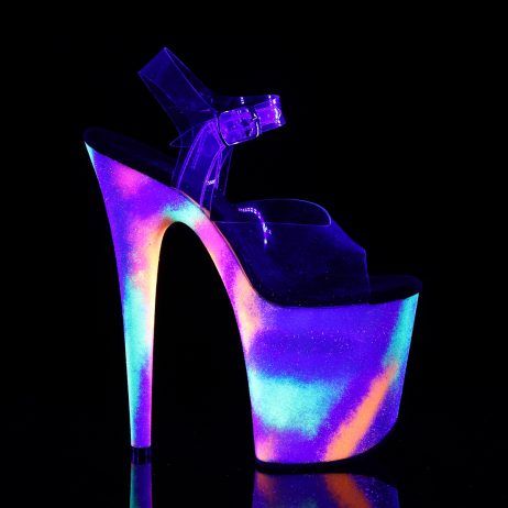 Pleaser FLAMINGO-808GXY FLAM808GXY/C/NGXYG Sandali con Cinturino  Tacco Altissimo 20 Plateau 10.2 Trasparente FLAM808GXY/C/NGXYG