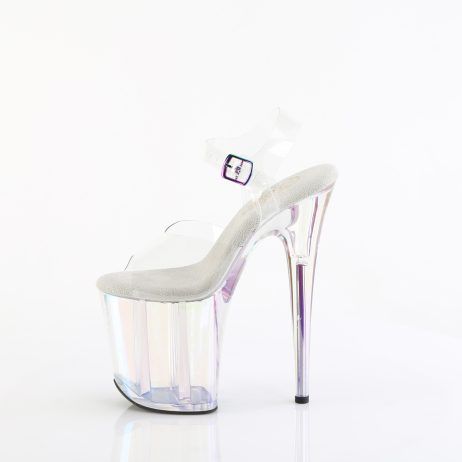Pleaser FLAMINGO-808HT FLAM808HT/C/HG Sandali con Cinturino  Tacco Altissimo 20 Plateau 10.0 Trasparente FLAM808HT/C/HG