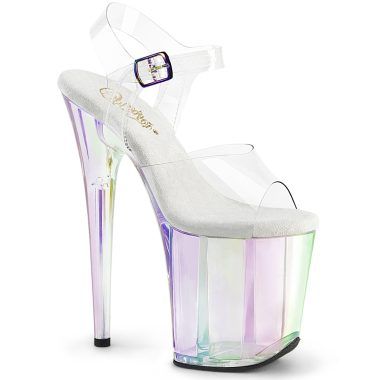 Pleaser FLAMINGO-808HT FLAM808HT/C/HG Sandali con Cinturino  Tacco Altissimo 20 Plateau 10.0 Trasparente FLAM808HT/C/HG