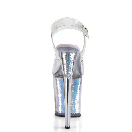 Pleaser FLAMINGO-808MC FLAM808MC/C/LVHG Sandali con Cinturino  Tacco Altissimo 20 Plateau 10.0 Trasparente FLAM808MC/C/LVHG