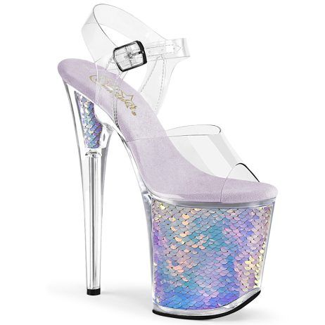 Pleaser FLAMINGO-808MC FLAM808MC/C/LVHG Sandali con Cinturino  Tacco Altissimo 20 Plateau 10.0 Trasparente FLAM808MC/C/LVHG