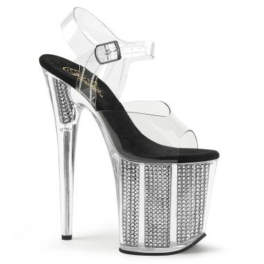 Pleaser FLAMINGO-808SRS FLAM808SRS/C/B Sandali con Cinturino  Tacco Altissimo 20 Plateau 10.2 Nero FLAM808SRS/C/B