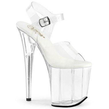 Pleaser FLAMINGO-808VL FLAM808VL/C/M Sandali con Cinturino  Tacco Altissimo 20 Plateau 10.0 Trasparente FLAM808VL/C/M