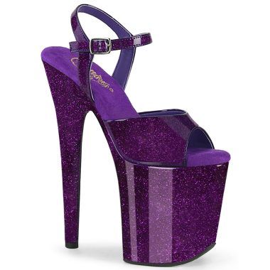Pleaser FLAMINGO-809GP FLAM809GP/PPG/M Sandali con Cinturino  Tacco Altissimo 20 Plateau 10.0 Viola Glitter FLAM809GP/PPG/M