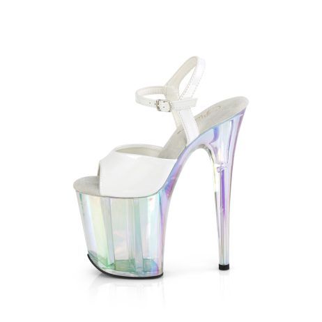 Pleaser FLAMINGO-809HT FLAM809HT/WHG/HG Sandali con Cinturino  Tacco Altissimo 20 Plateau 10.0 Bianco FLAM809HT/WHG/HG