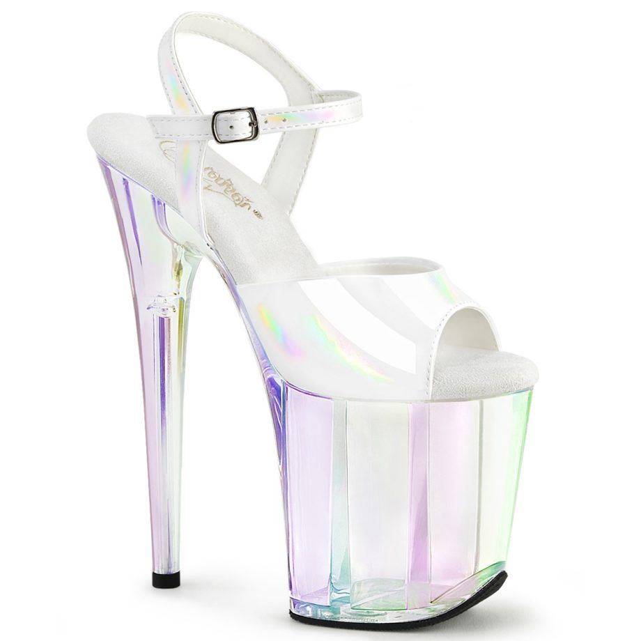 Pleaser FLAMINGO-809HT FLAM809HT/WHG/HG Sandali con Cinturino  Tacco Altissimo 20 Plateau 10.0 Bianco FLAM809HT/WHG/HG