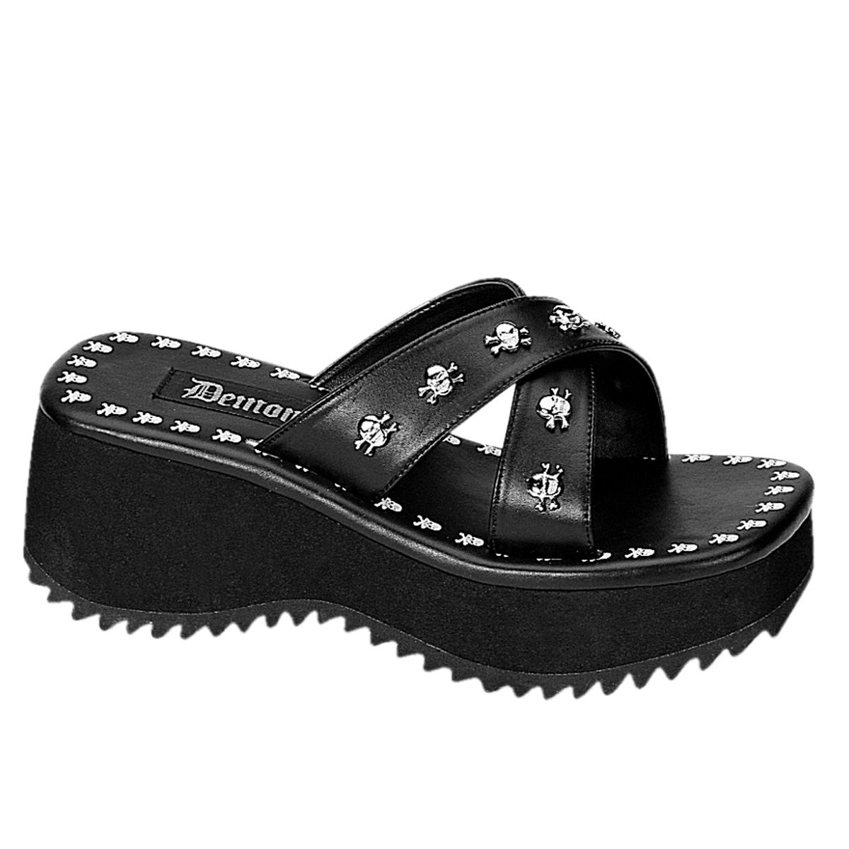 DemoniaCult FLIP-05 FLIP05/B/PU Sandali Donna   Plateau 6.4 Nero FLIP05/B/PU