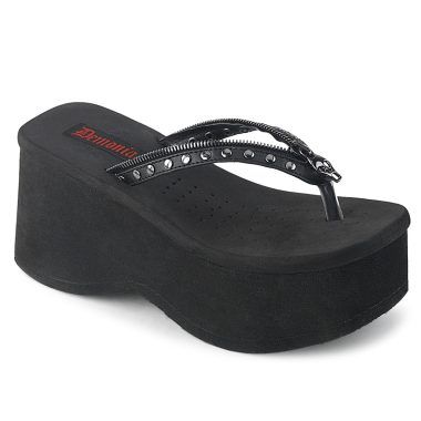 DemoniaCult FUNN-33 FUNN33/BVL Sandali Donna   Plateau 8.9 Nero FUNN33/BVL
