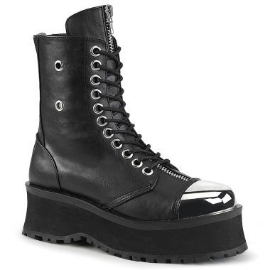 DemoniaCult GRAVEDIGGER-10 GRAD10/BVL Scarpe con Plateau Unisex Uomo Donna   Plateau 7.0 Nero GRAD10/BVL